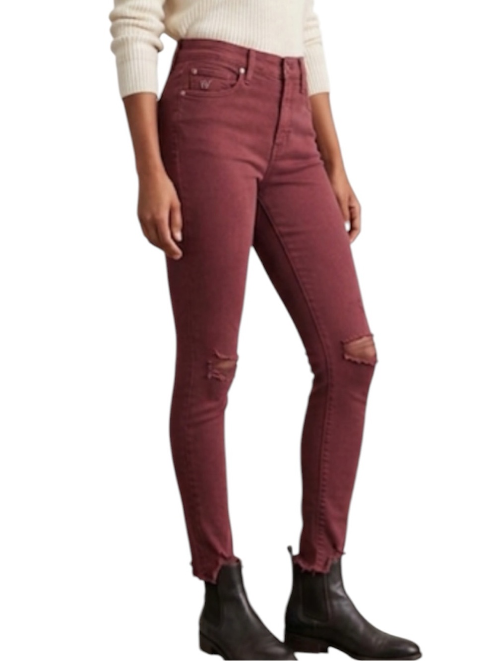 MOTHER The Looker Low Rise Skinny Jeans Burgundy Size 28
HH